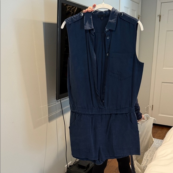 ATM Anthony Thomas Melillo Pants - ATM Navy Sleeveless Button-Up Romper